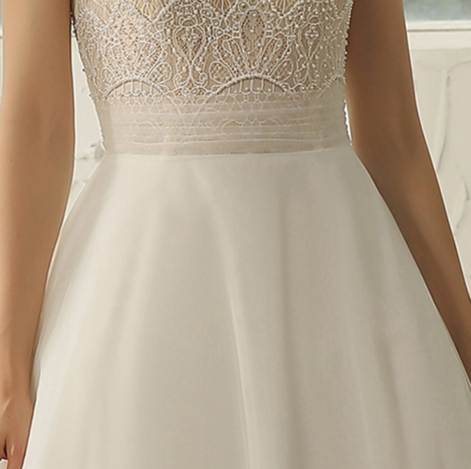 Wedding Dress Off-The-Shoulder Beading Lace Pleating A Line