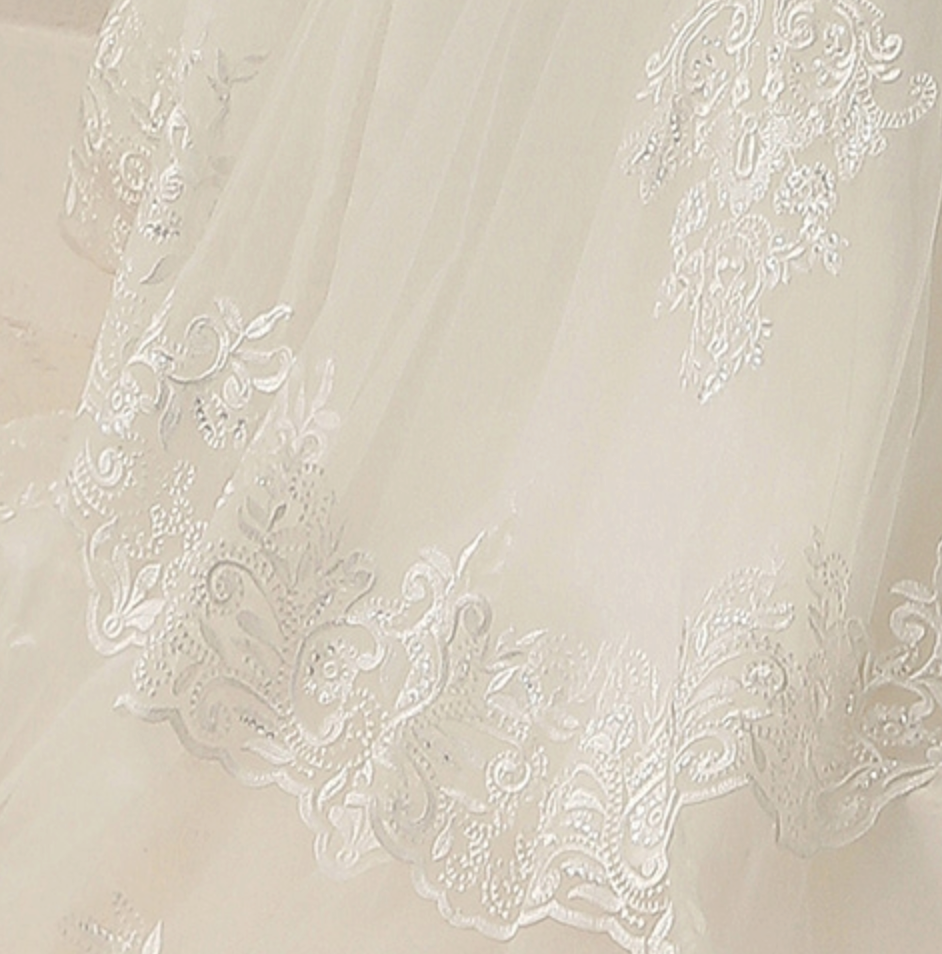 Wedding Dress Double Train Fitted Sheath Gown