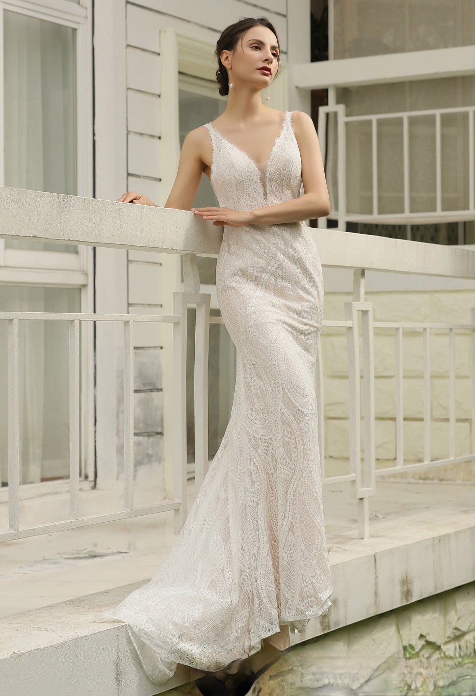 Wedding Dress Slim With Illusion Back