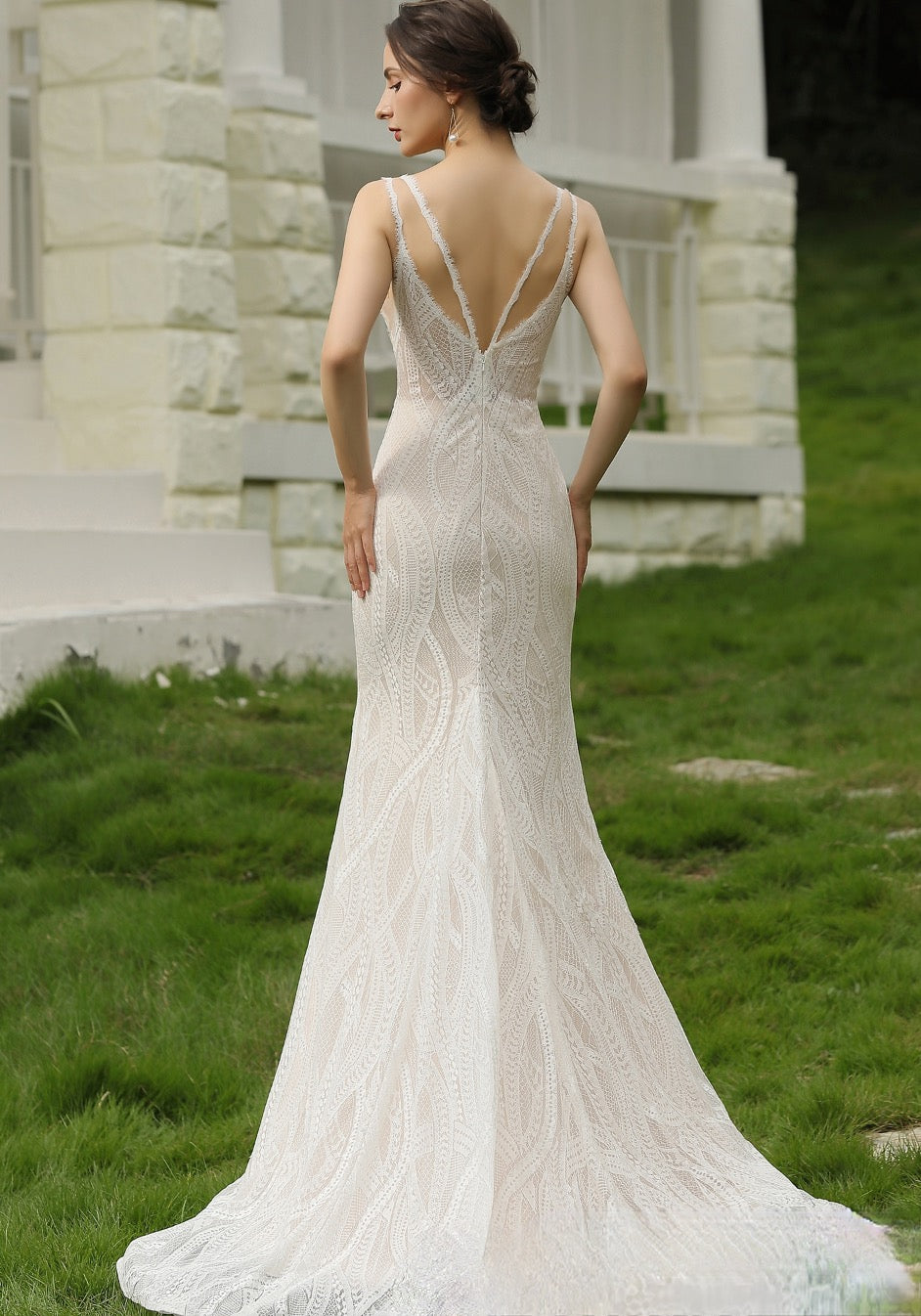 Wedding Dress Slim With Illusion Back