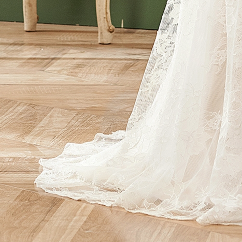 Wedding Dress A-Line Chapel Train With Flare Long Sleeve