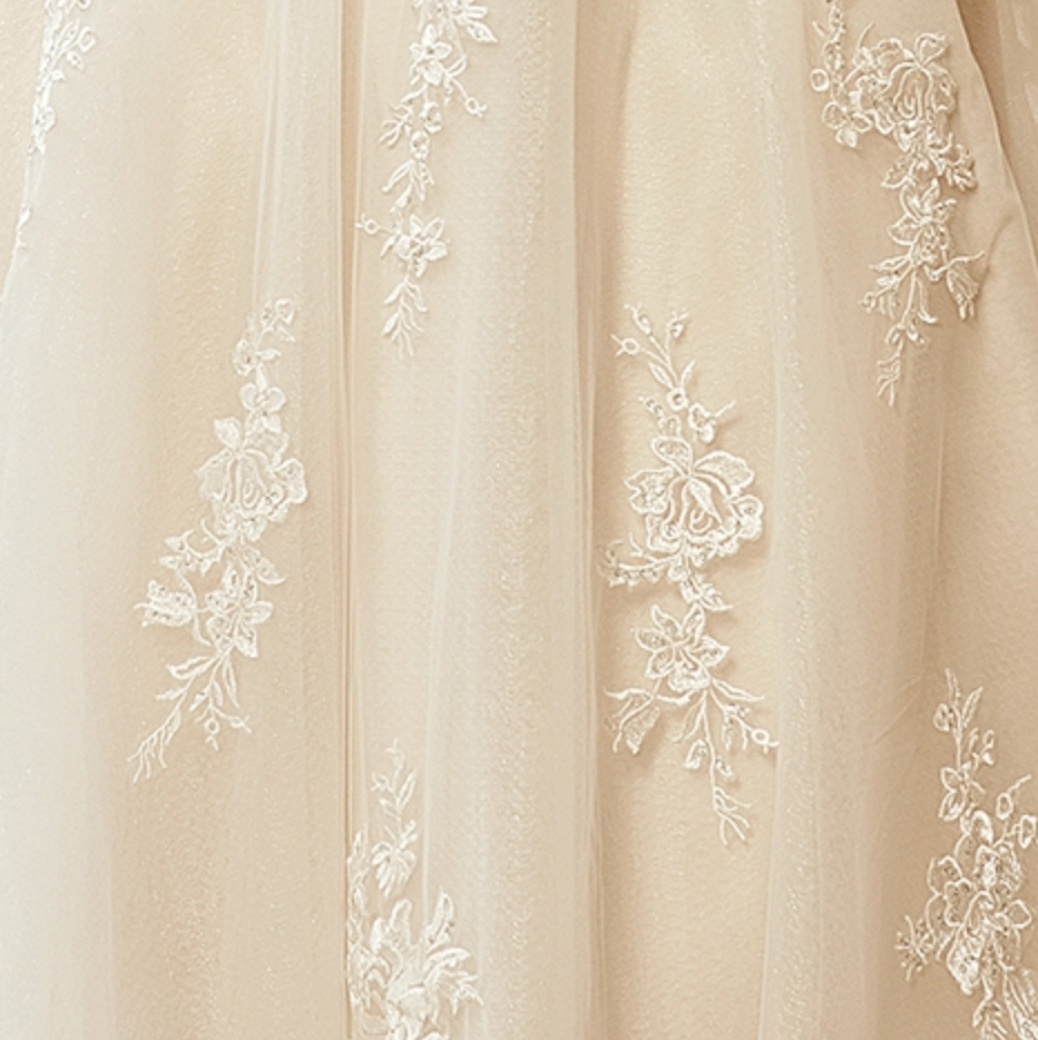 Wedding Dress V-Neckline A-Line Lace Straps Bridal Gown