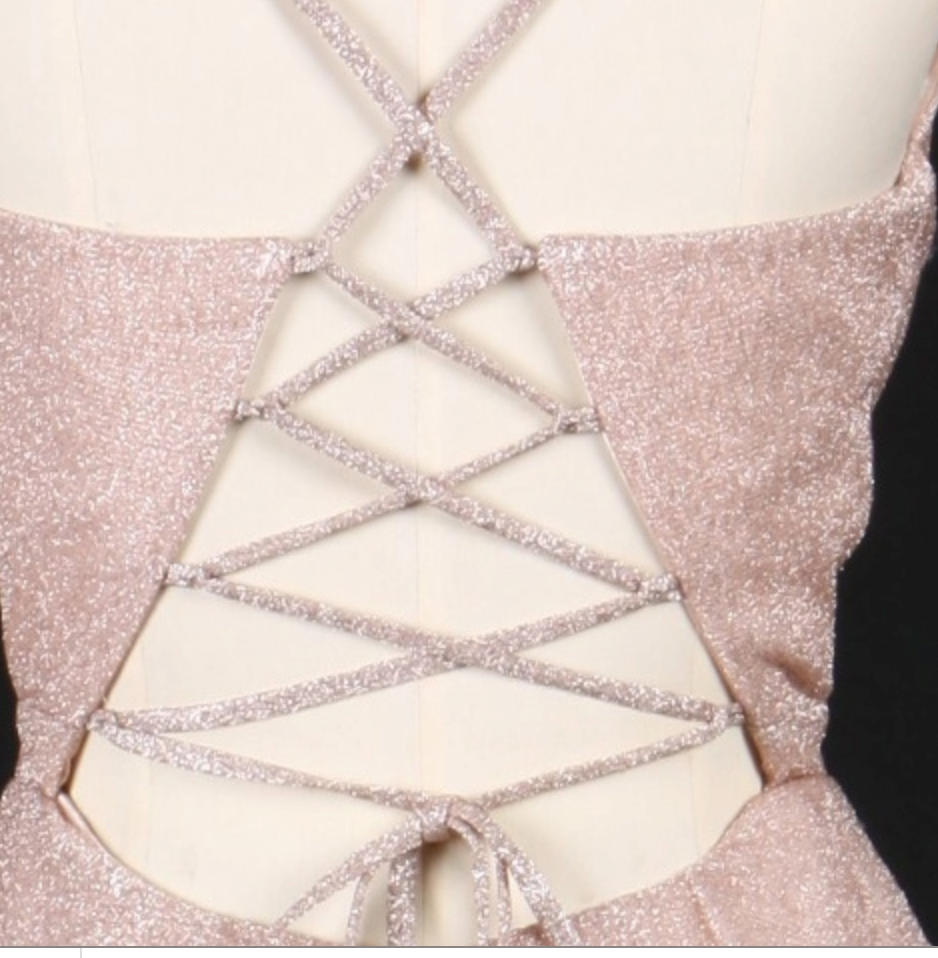 V-Neck Shinny Bridesmaid Dress with Criss Cross Back