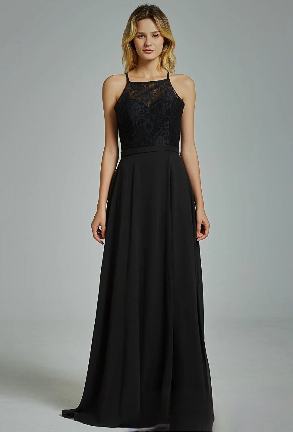 Sexy High Neck Split Chiffon Bridesmaid Dress