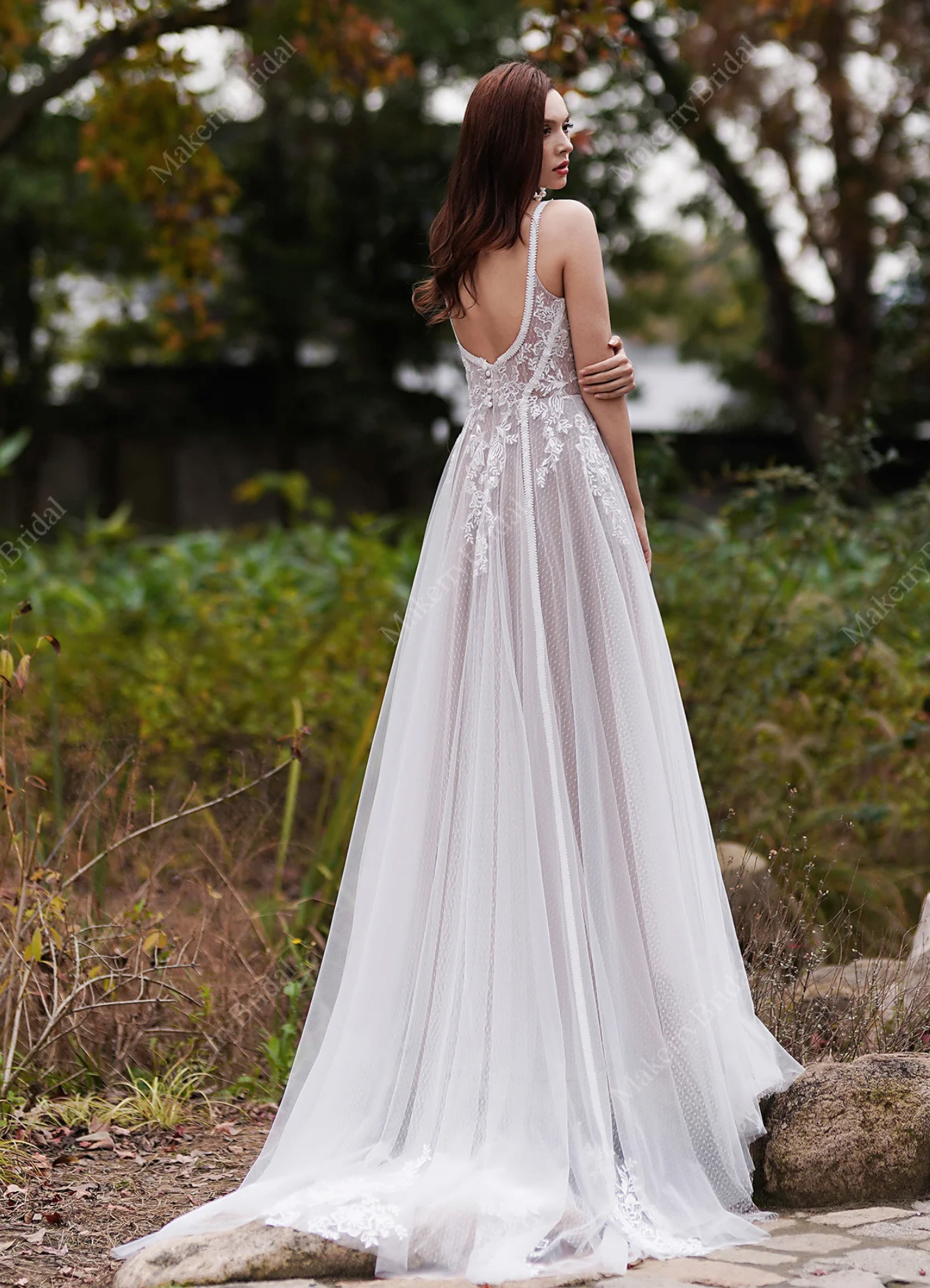 Wedding Dress Lace And Floral Bridal Gown With Train