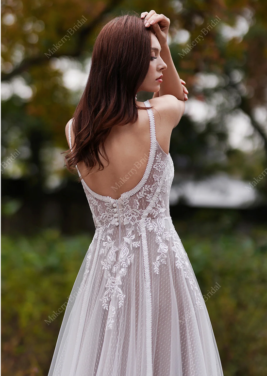 Bohemian Lace And Floral Wedding Dress