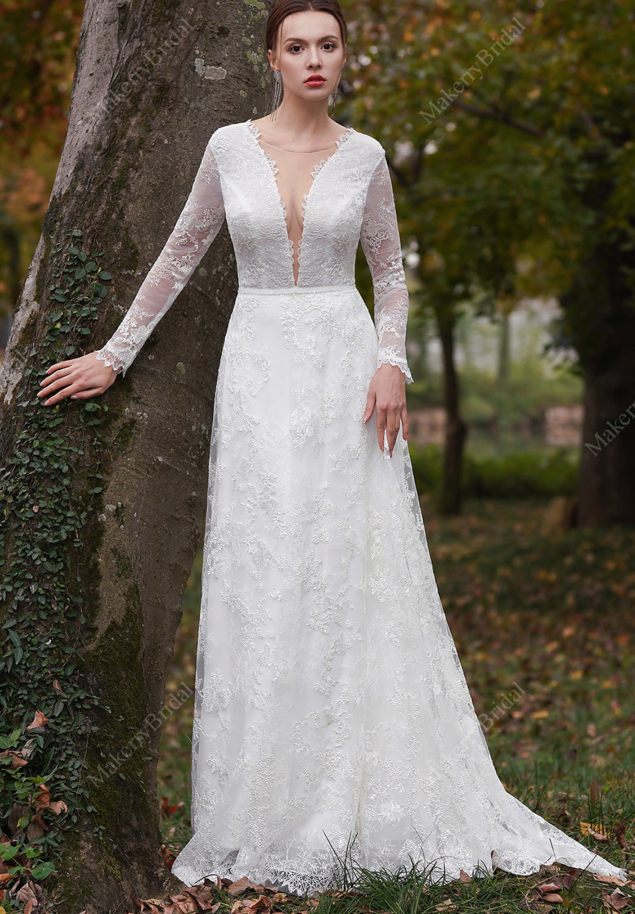 Lace Gown With Long Sleeves