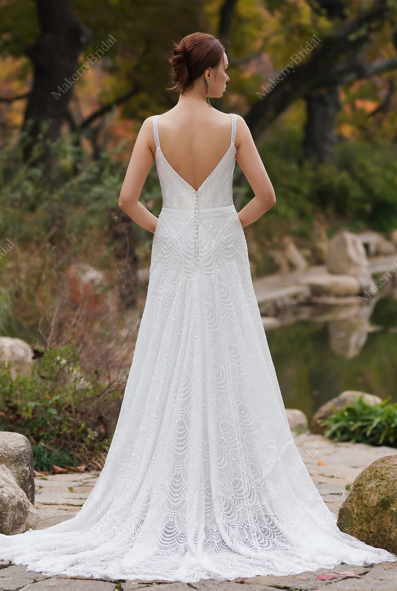 Wedding Dress Tulle Lace Boho Sheath With Train