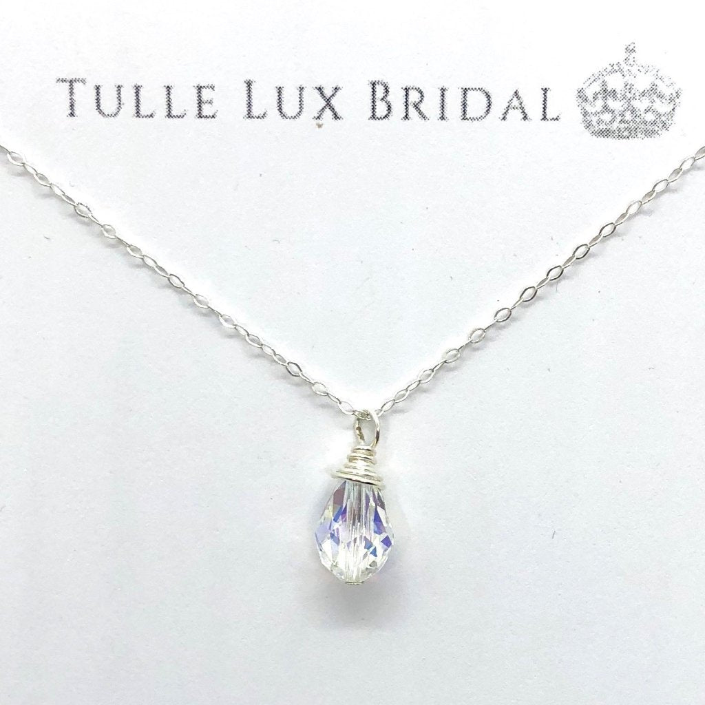 Large Crystal Briolette Brides Necklace - TulleLux Bridal Crowns &  Accessories 