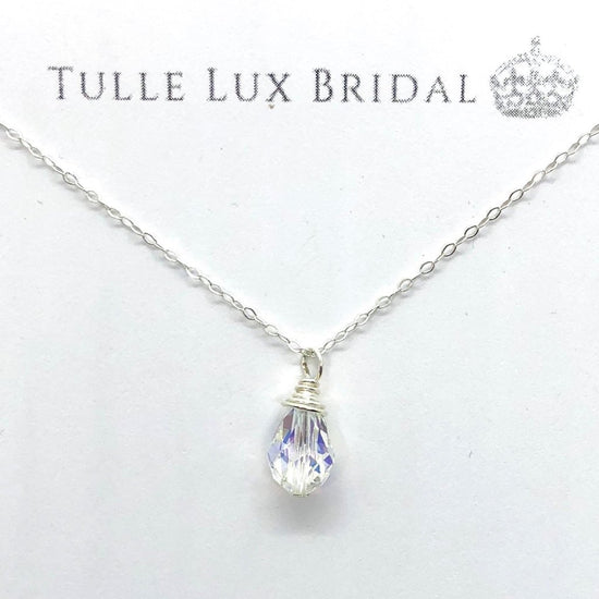Large Crystal Briolette Brides Necklace - TulleLux Bridal Crowns &  Accessories 