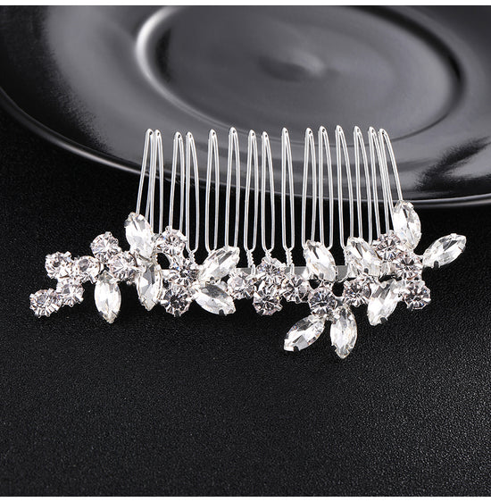 Crystal Rhinestone Rose Flower Wedding Day Bridal Hair Comb - TulleLux Bridal Crowns &  Accessories 