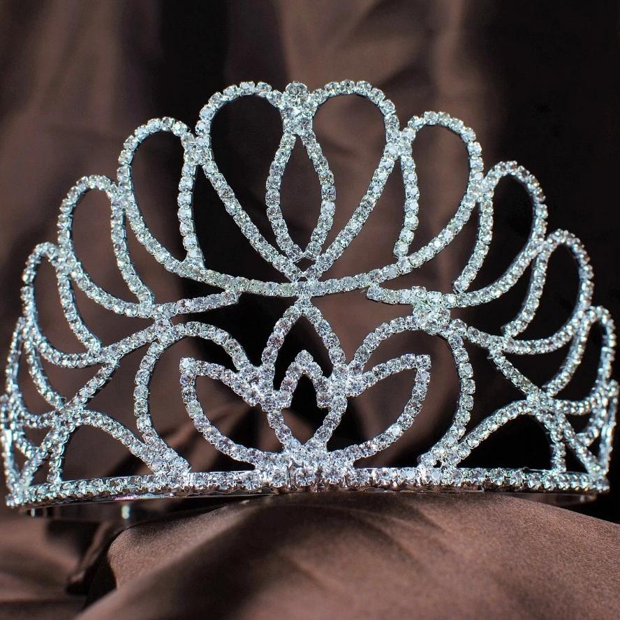 Floral Tiara Handmade Clear Crystal Crown Austrian Rhinestone Pageant Tullelux Bridal Crowns