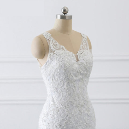 Ruffled Organza Lace Mermaid Sweep Train  Wedding Dress Bridal Dress