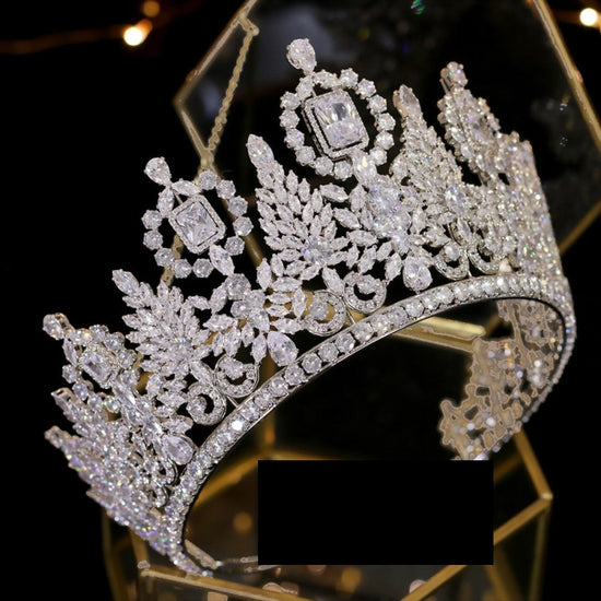 Luxury Pageant Large Cubic Zirconia Crystal Tiara Crown