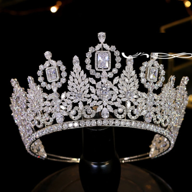 Luxury Pageant Large Cubic Zirconia Crystal Tiara Crown
