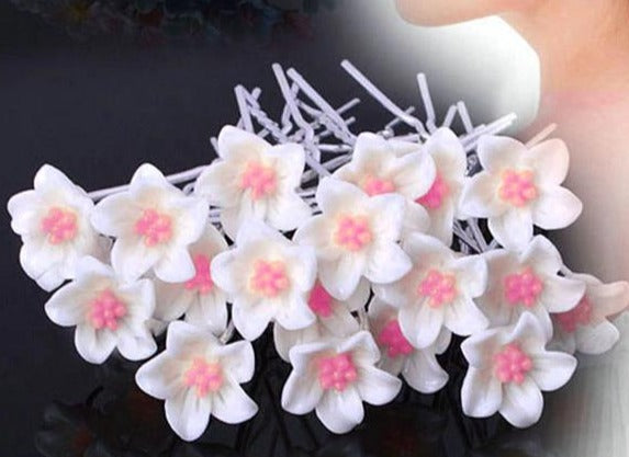 Bridal Hair Pin Set 20 Piece Wedding Crystal Flowers Hair Styling Pins, Add a touch of elegance and charm to your wedding day with these stunning floral hair pins.