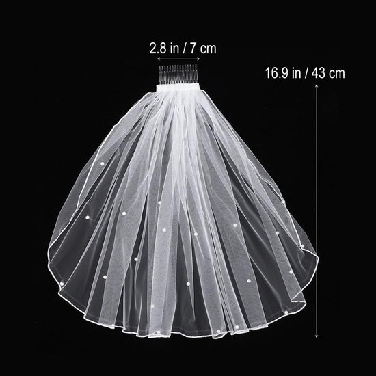 Simple Tulle Pearl Shoulder Length Wedding Veil with Hair Comb - TulleLux Bridal Crowns &  Accessories 