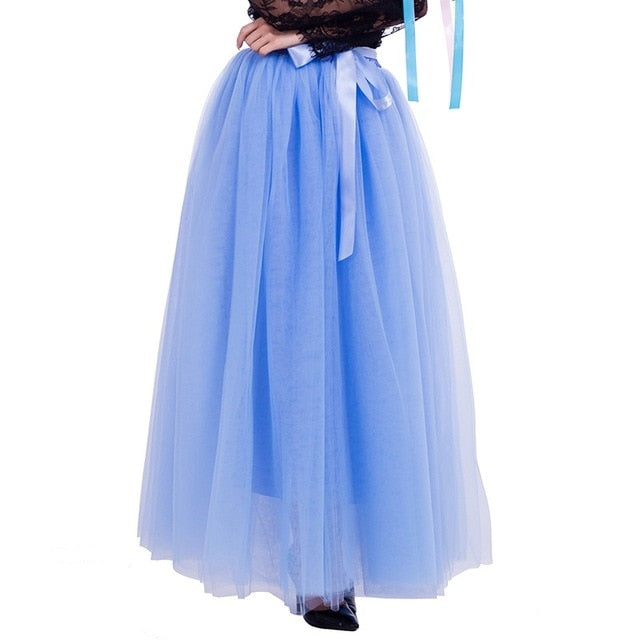 6 fashion Layers Blue Plaid Tulle Skirt / Tea Length Blue Skirt / Bridesmaid Blue Skirt / Skirt On Squares / Light Blue Skirt