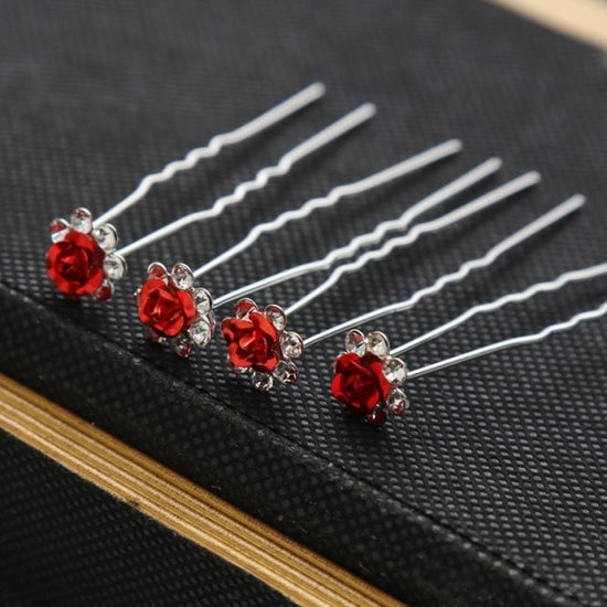 10PCS  Bridal U-Shaped Pin Pearl-Encrusted Zircon Flower Hairpin Wedding Accessory - TulleLux Bridal Crowns &  Accessories 