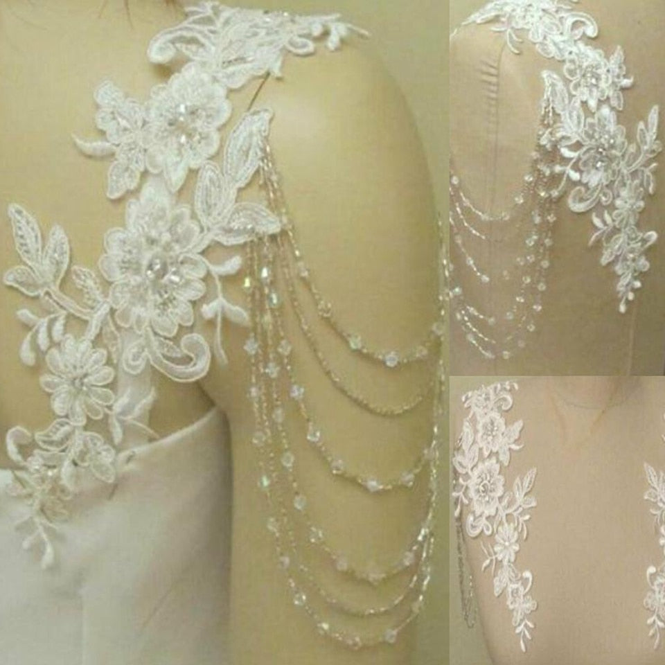 Lace Wedding Dress Straps For Strapless Gown Bridal Accessory, Removable lace bridal wedding dress straps for a strapless dress featuring a floral lace