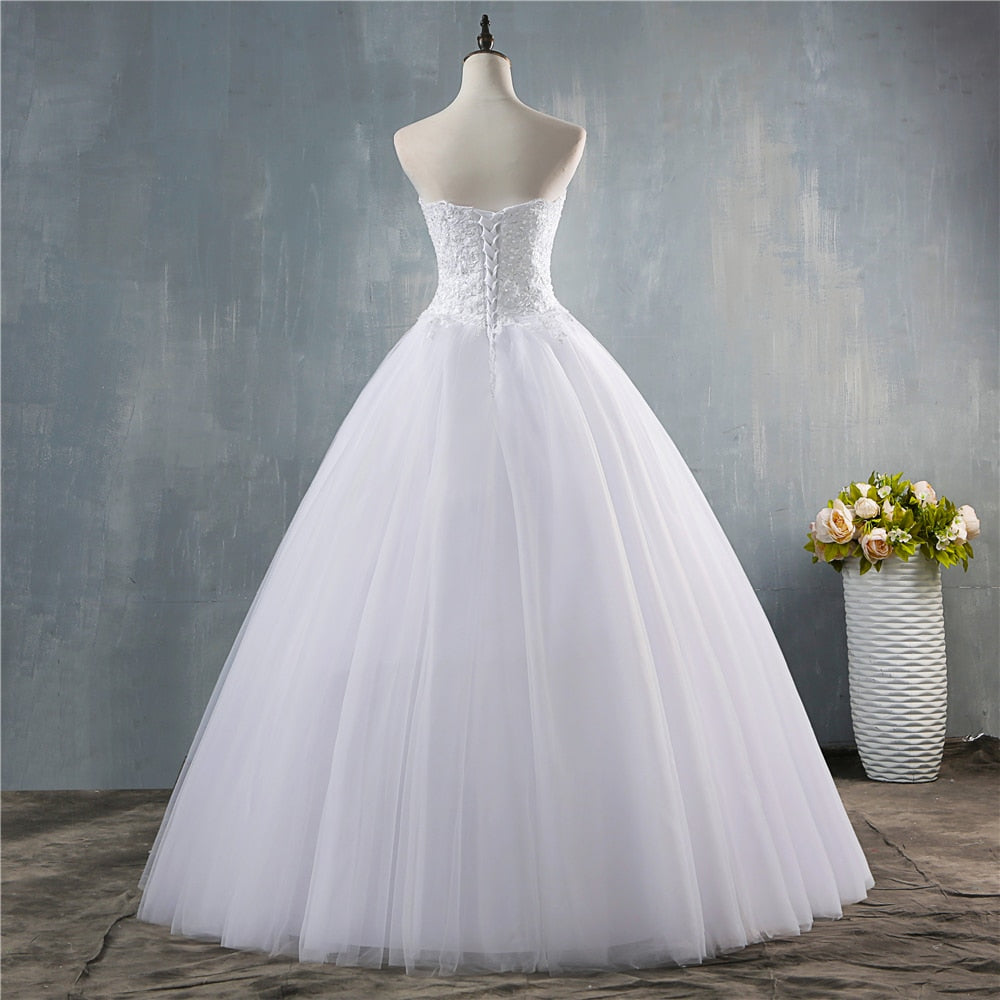 Sweetheart Sequins Crystal Beaded A Line Wedding Bridal Dress