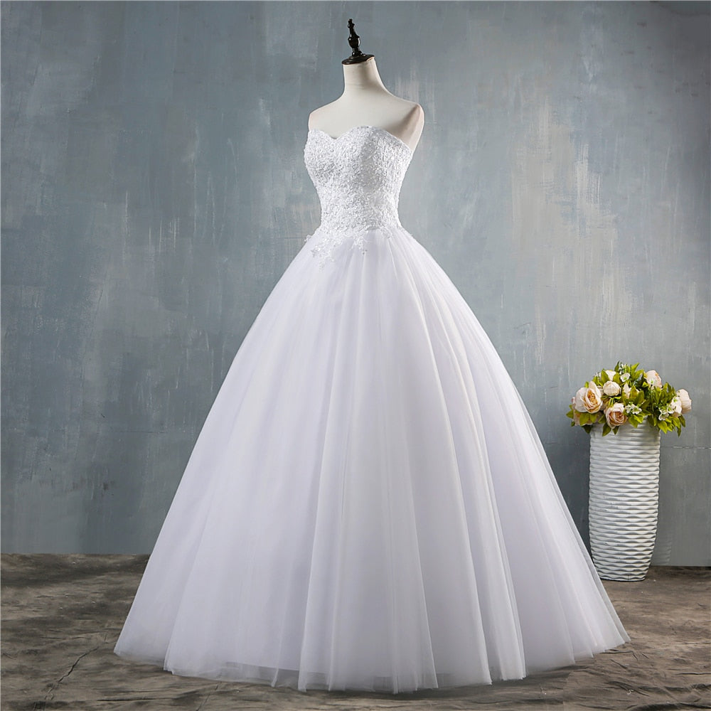 Sweetheart Sequins Crystal Beaded A Line Wedding Bridal Dress