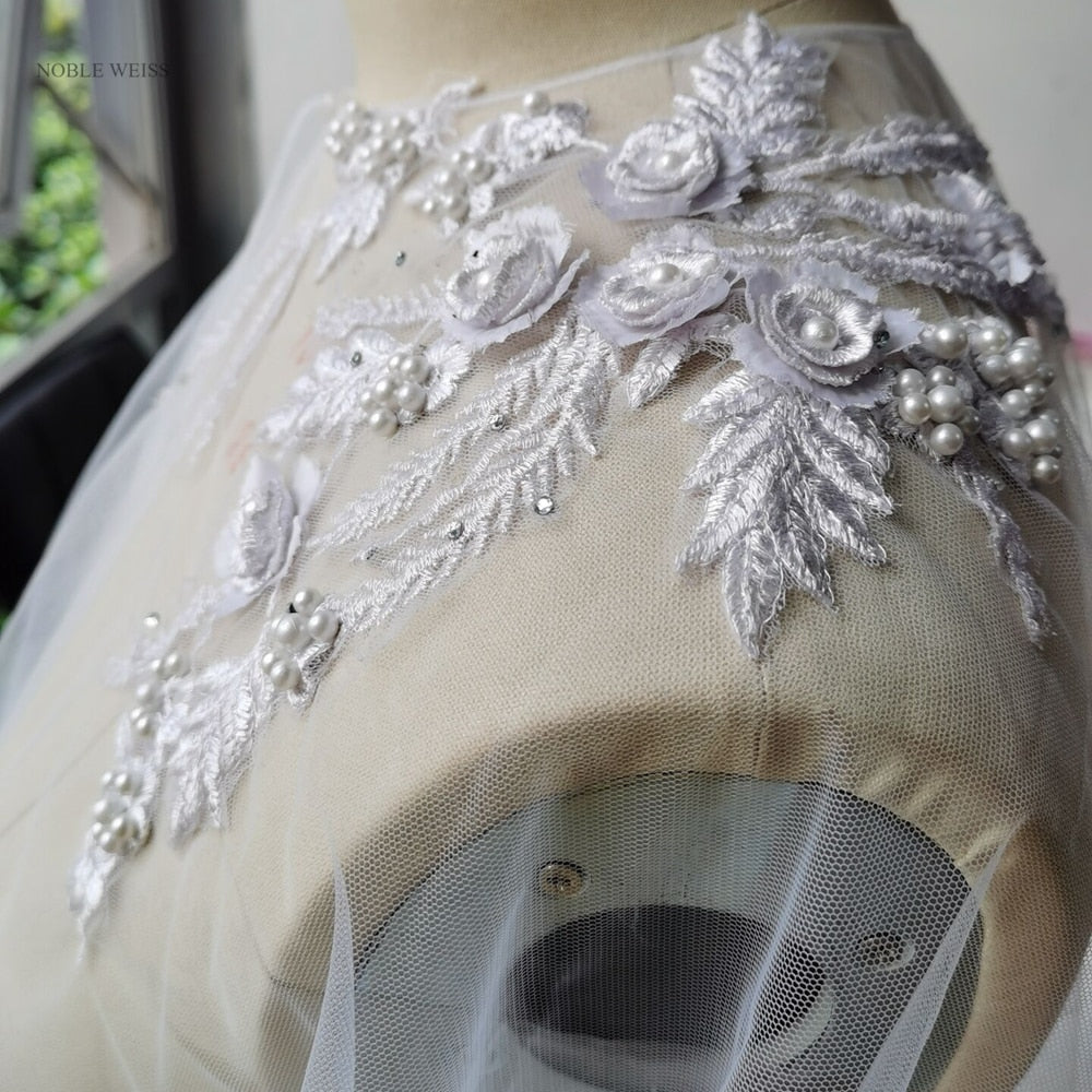 Tulle Lace Bridal Shoulder Shawl Boho Wedding Gown Accessory, Delicate romantic removable lace shoulder shawl with tiny neck closure, a bridal gown accessory