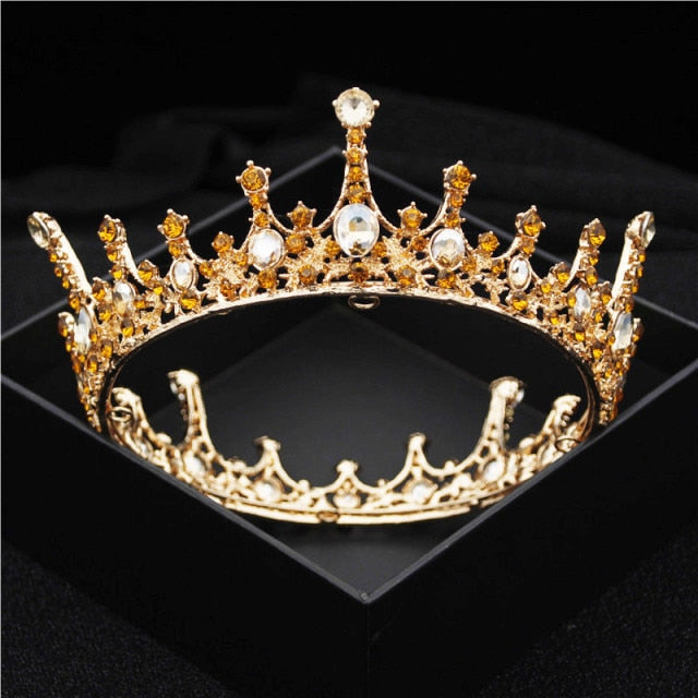 Multiple Colors Full Round Crystal Queen Crown