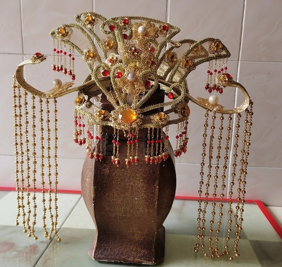 16 Designs Handmade Golden Empress Princess Hair Tiara Bride Wedding Headpiece - TulleLux Bridal Crowns &  Accessories 