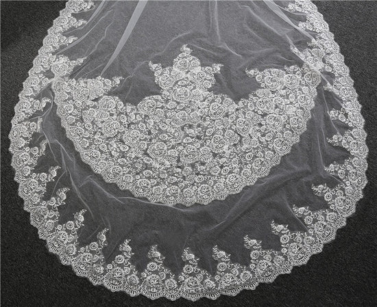 2 Layer Lace Edge Cathedral Wedding  Bridal Veil - TulleLux Bridal Crowns &  Accessories 