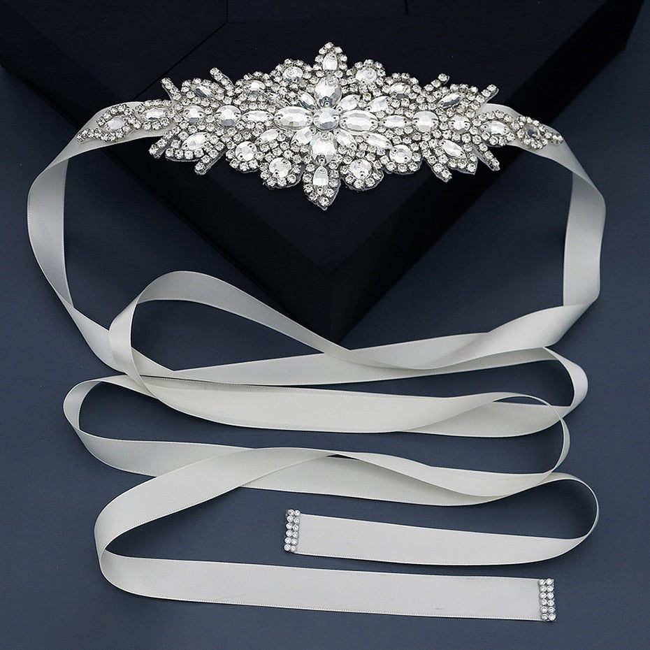 Bridal Wedding Dress Belt Crystal Rhinestone Accessory - TulleLux Bridal Crowns &  Accessories 