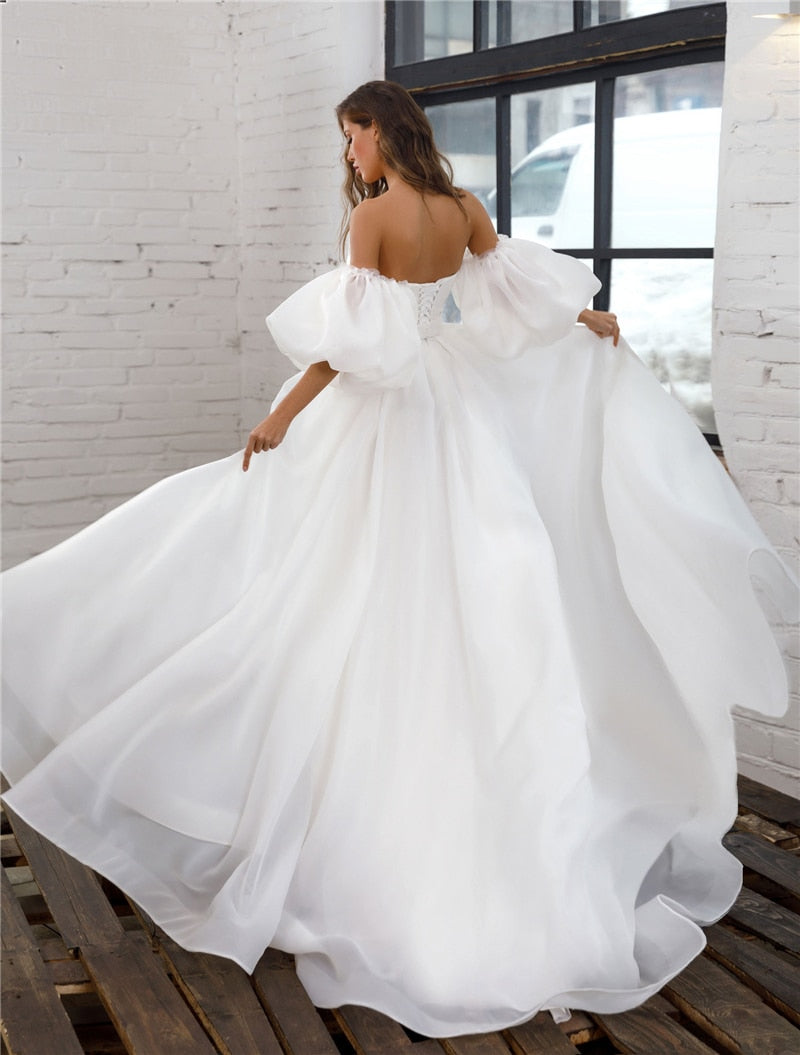 Organza sleeves wedding dress best sale