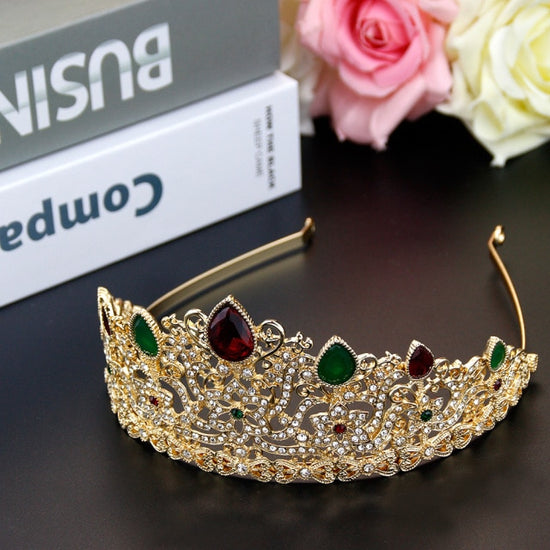 Moroccan Gold Tiara Crown Crystal  Headpiece