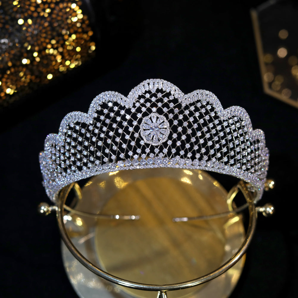 Cubic Zirconia Silver Princess Bridal Wedding Tiara Crown