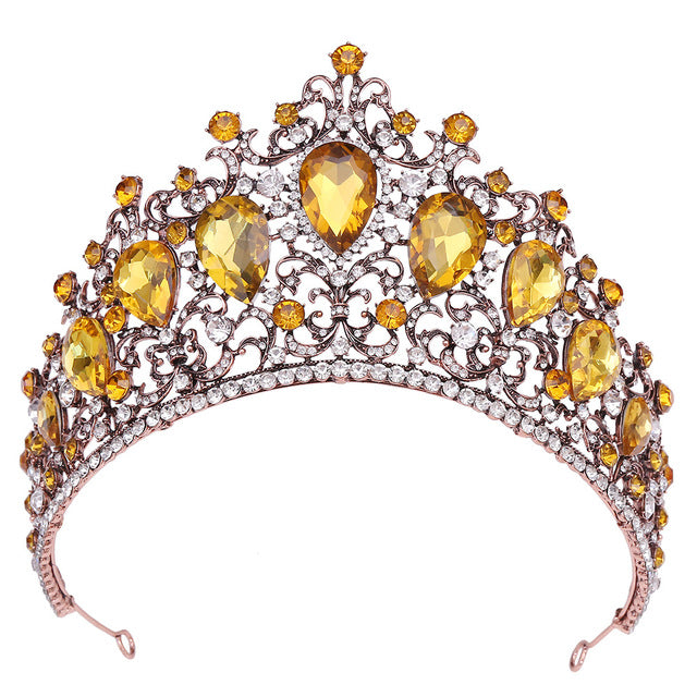 Classical Antiqued Metal Crystal Bridal Wedding Party Pageant Tiara Crown