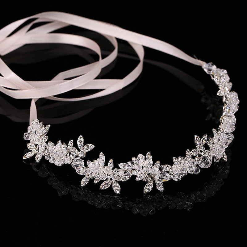 Bridal Headpiece Crystal Wedding Flower Headband Wreath, Experience the ultimate elegance and charm on your wedding day with our Transparent Crystal Bridal Tiaras