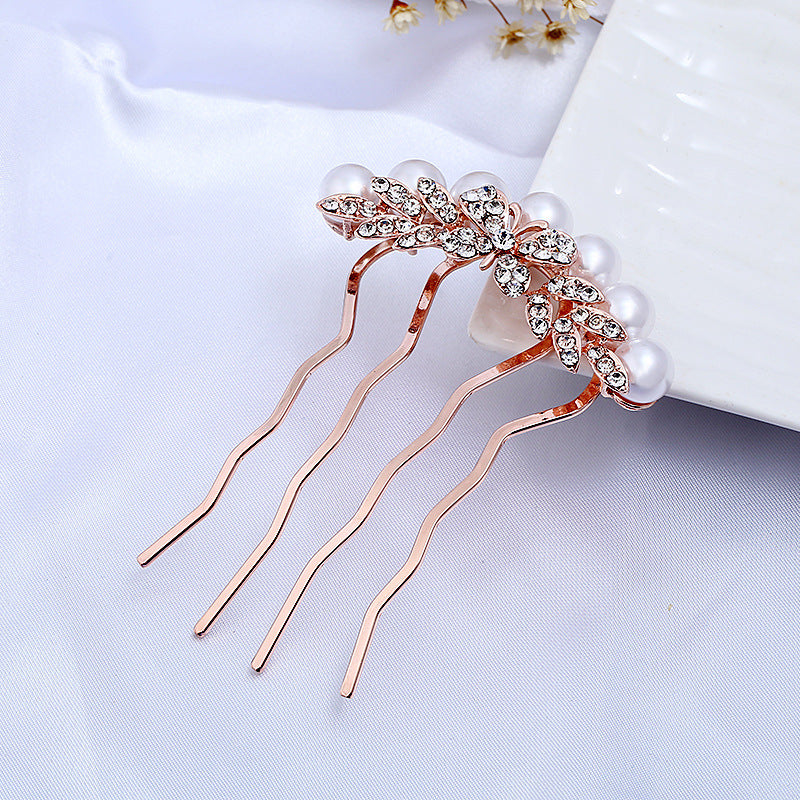 Bridal Hair Comb Rose Gold Crystal Metal Wedding Hair Access  display picture 1