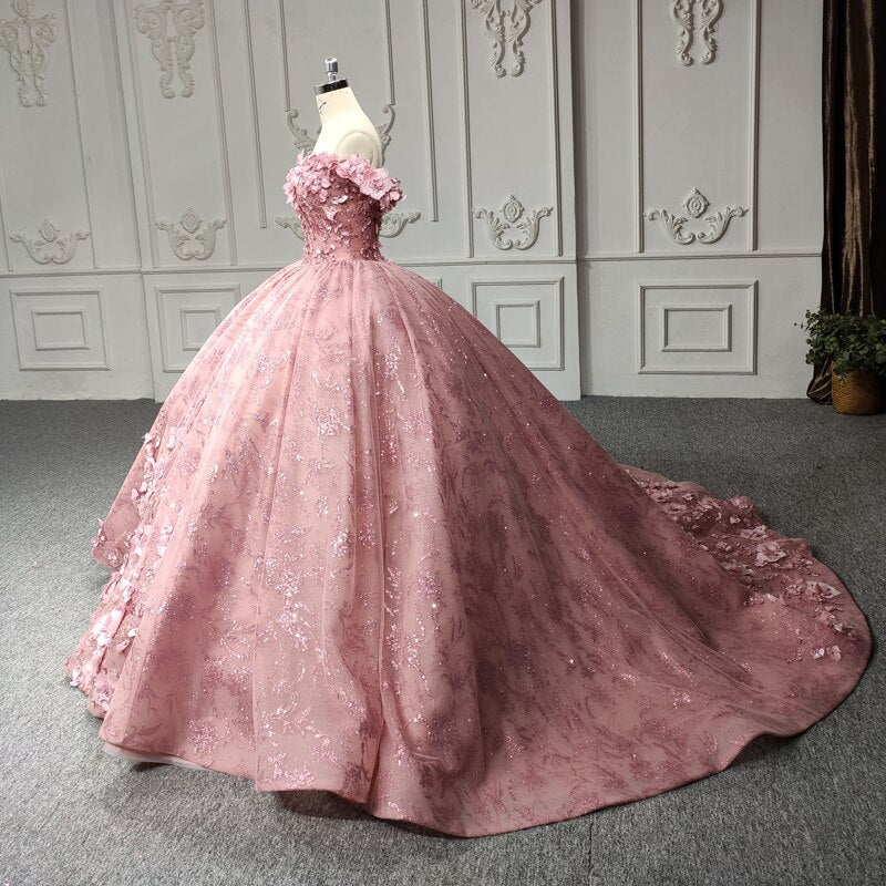 
                      
                        Quinceanera Ball Gown Pink Flower Dress
                      
                    