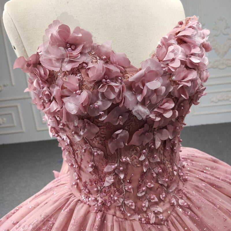 
                      
                        Quinceanera Ball Gown Pink Flower Dress
                      
                    