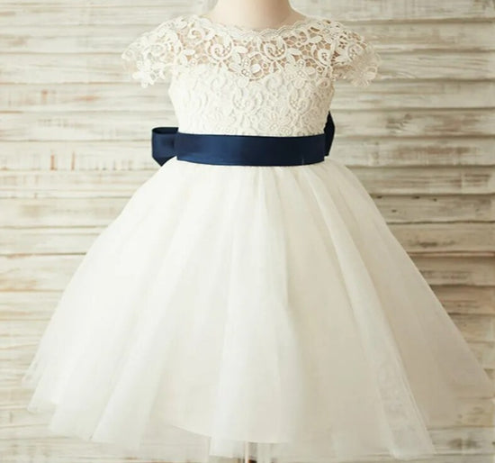 Princess Flower Girl Dress Organza Ball Gown Lace O-Neck Pretty Dress