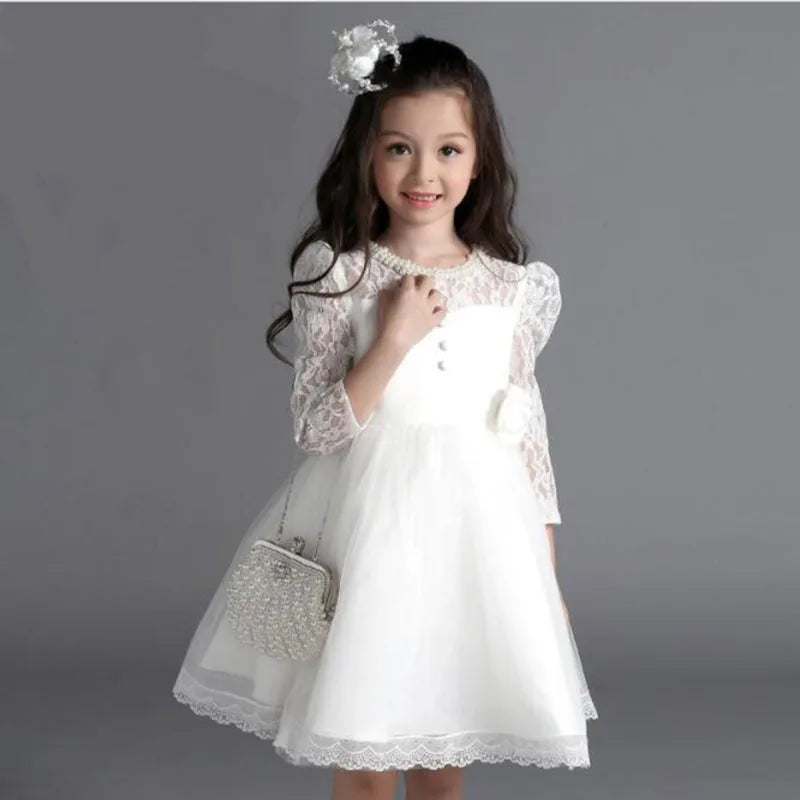 Princess Girls Lace Flower Wedding Elegant Party Dress