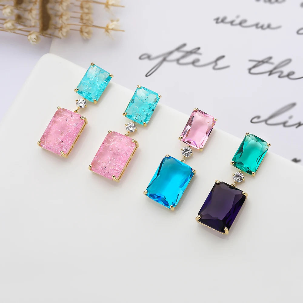 
                      
                        Square Cubic Zirconia Crystal Drop Earring  Party Jewelry
                      
                    