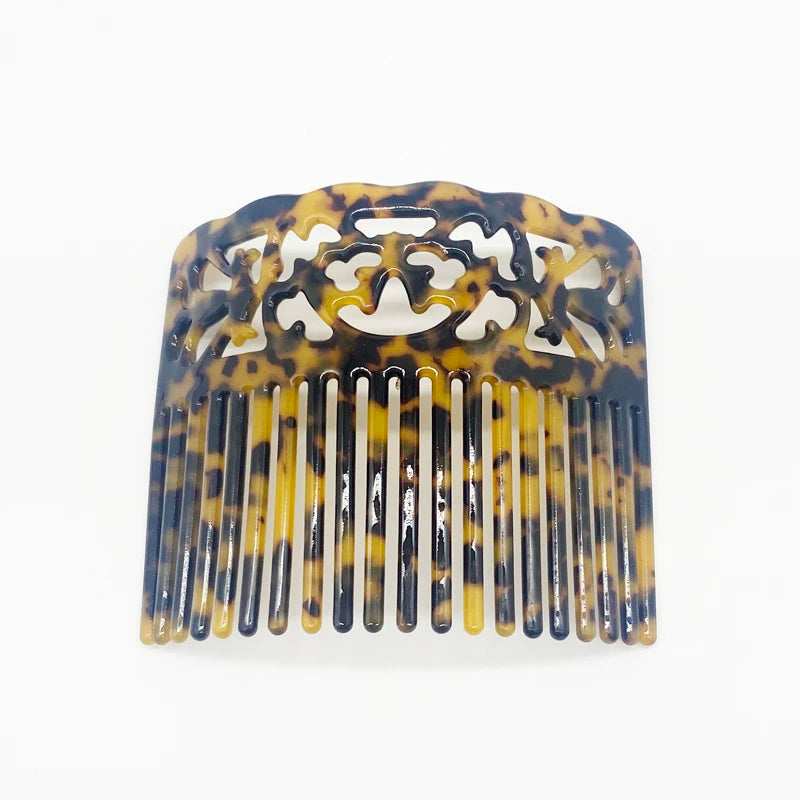 Fashion Popular Wide Hair Combs Turtle Flower Carved Acrylic Shell Beauty Hair Accessory