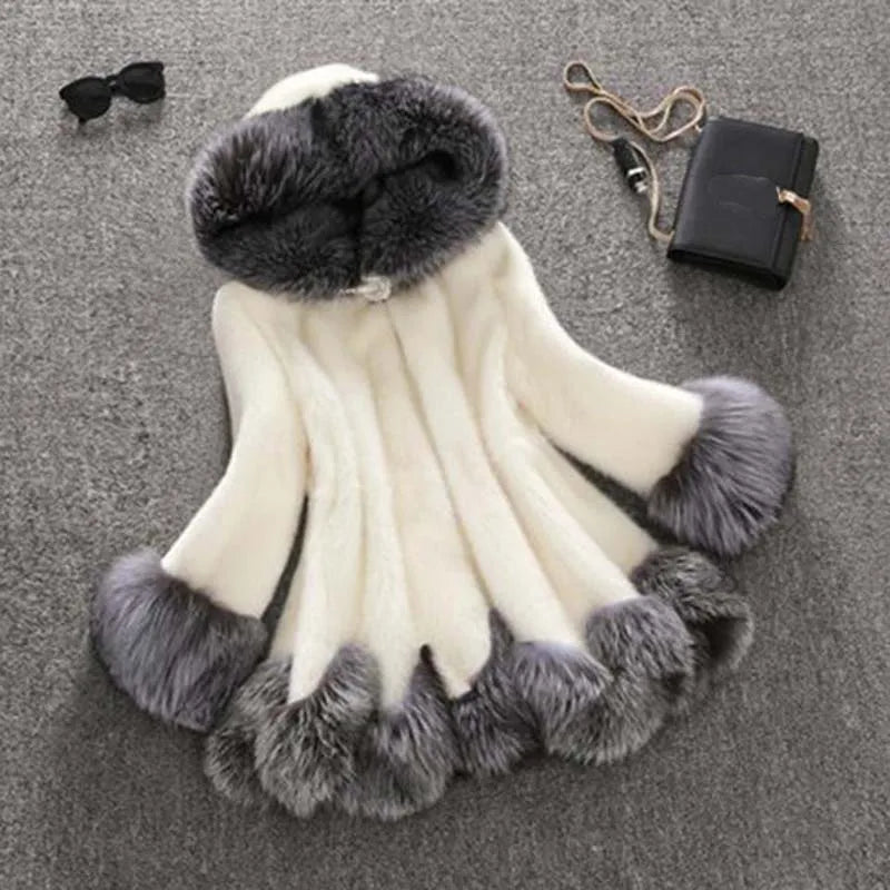 Winter Thick Warm Faux Fur Coat for Women Hooded Jacket