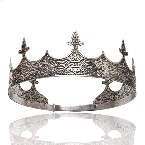 Vintage Royal King Crown For Men Round  Metal Costume Crown