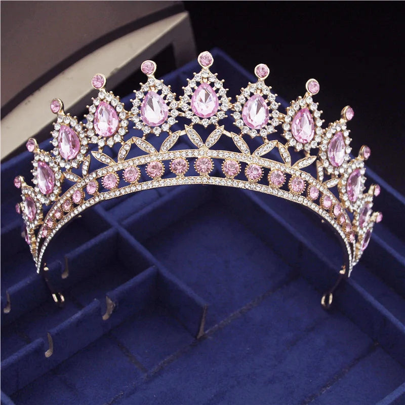 Princess Crystal Water Drop Tiara Crowns Hair Jewelry Accessory