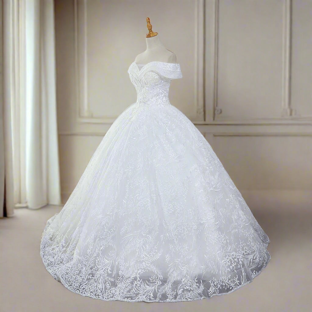 Beaded Lace Sweetheart Wedding Dresses A Line Gown Princess Stylish Lace up Back
