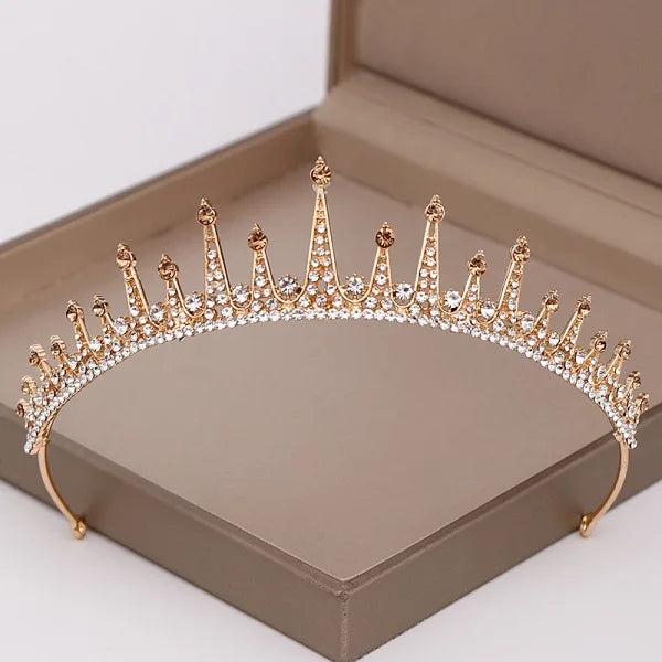 
                      
                        Champagne Gold Color Crown Wedding Hair Accessories Luxury Queen Tiara
                      
                    