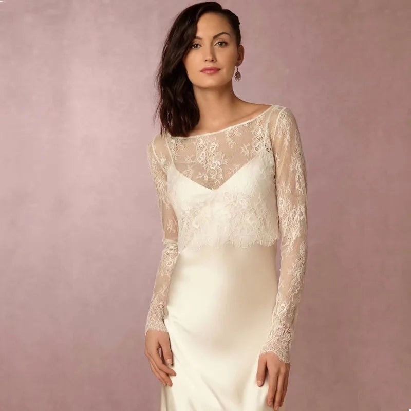 
                      
                        Elegant Long Sleeve Lace Jacket Wedding Bolero
                      
                    