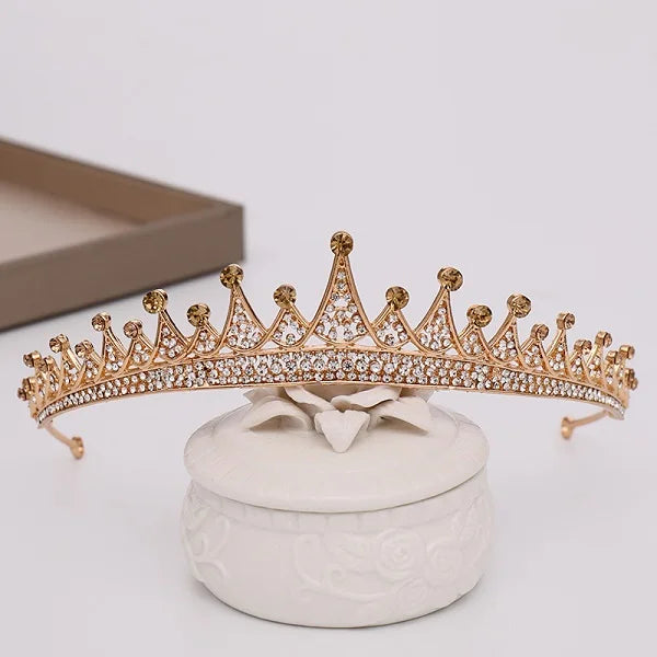 
                      
                        Champagne Gold Color Crown Wedding Hair Accessories Luxury Queen Tiara
                      
                    